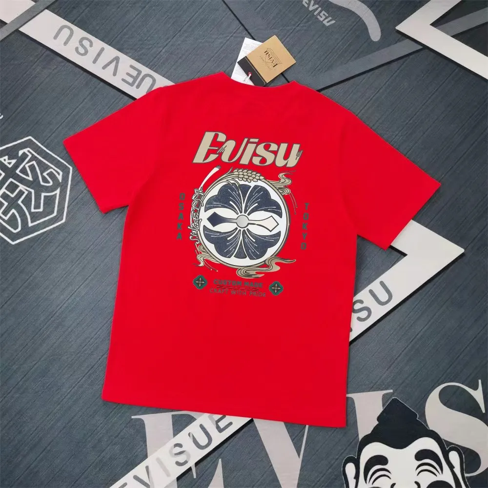 Evisu 2025New Arrival T ⚠ Quality⚠ Same Style T 。 ，Black S-XXL，White S-XXL，Gray M-XXL，Red S-XXL， Red M-XXL Blue M-XXL